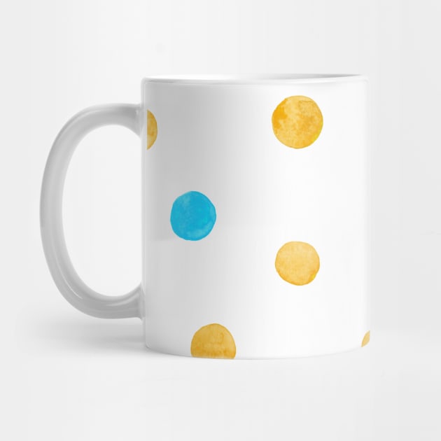 Watercolor random dots - yellow and blue by wackapacka